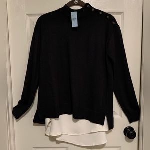 Mixed Shoulder Button Sweater